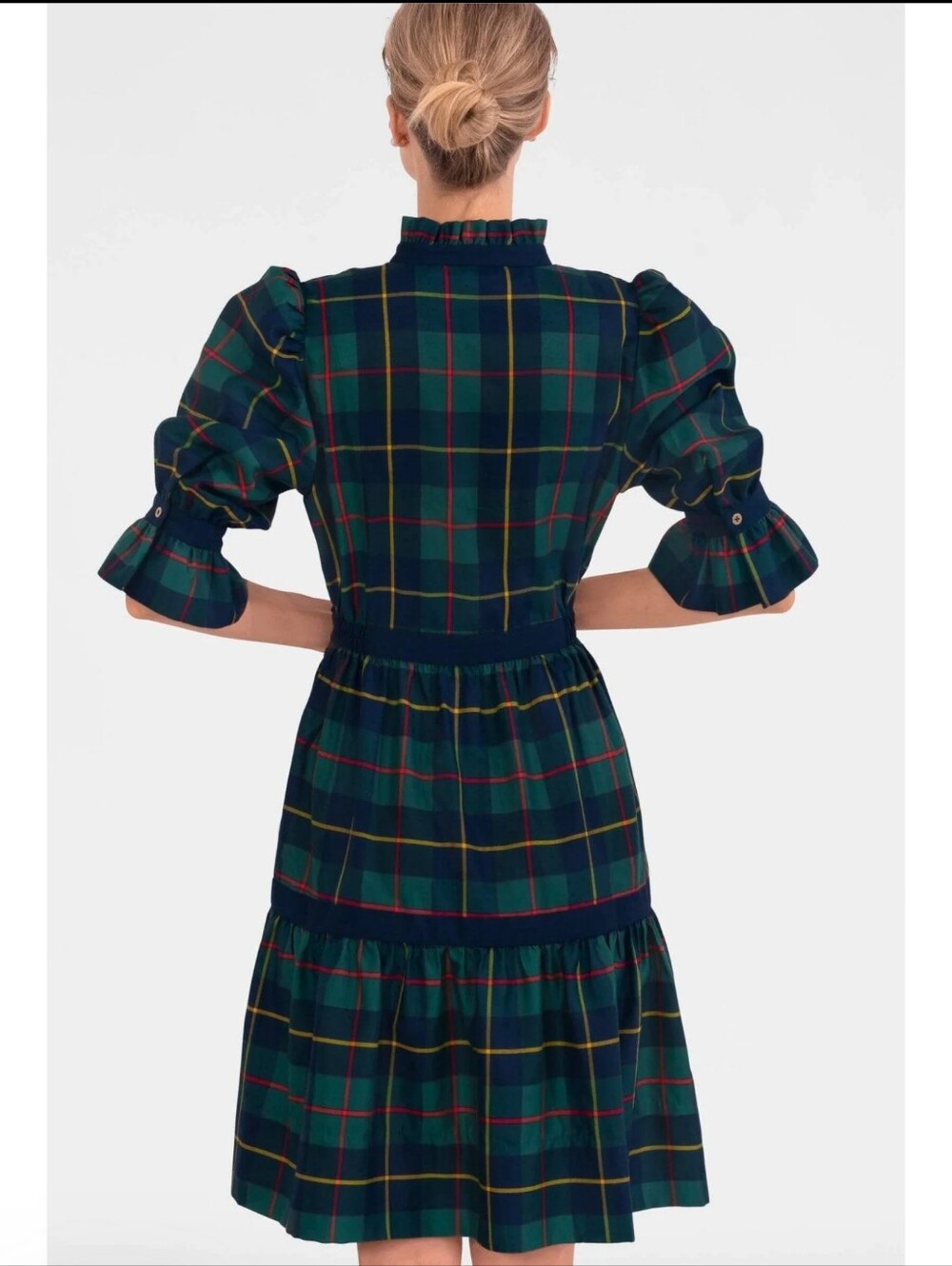 GRETCHEN SCOTT Teardrop Dress- Plaidly Cooper In Navy - Picture 10 of 10